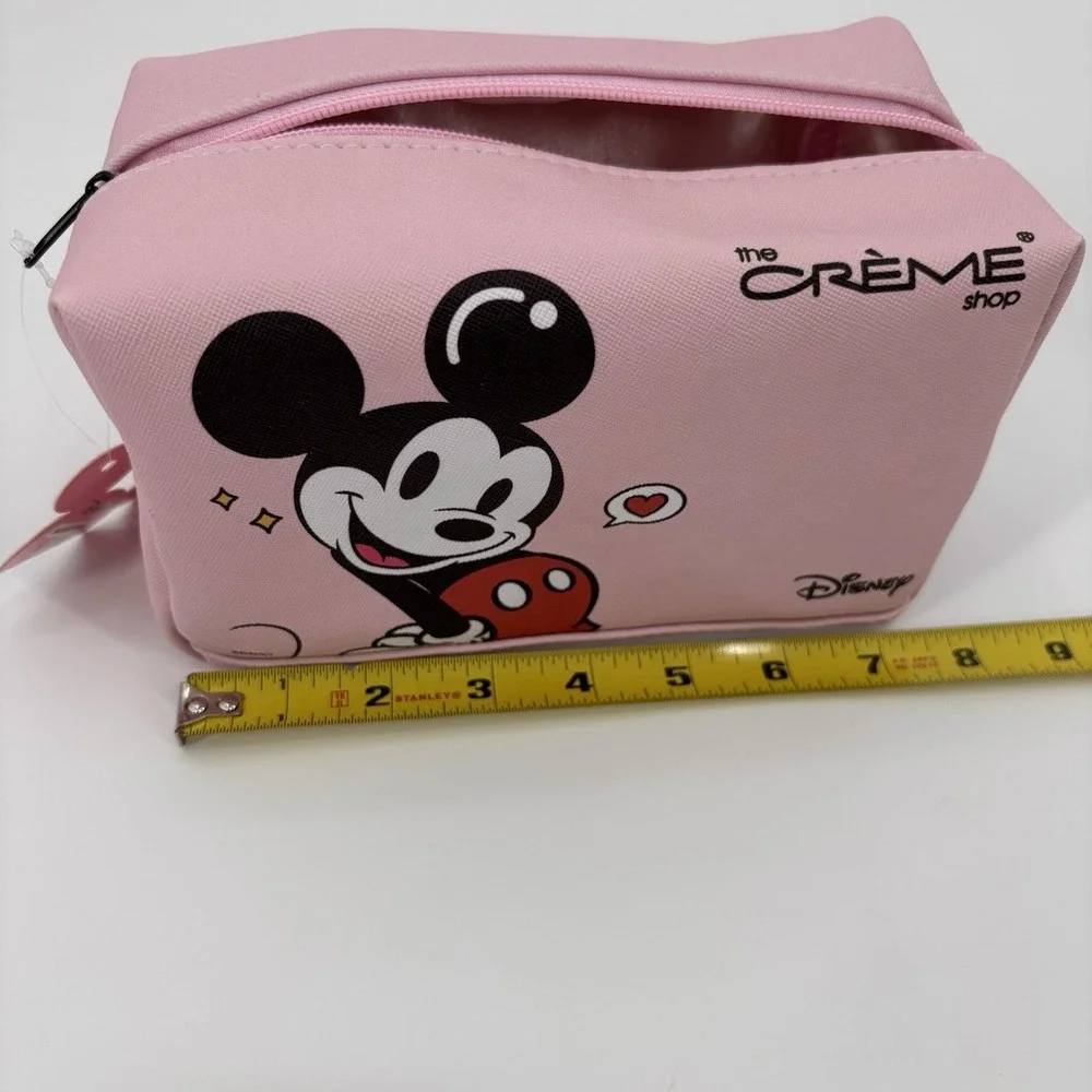 Crème Shop Disney Minnie Mickey Mouse Makeup Bag Pink Zipper Pouch ‎ NWT